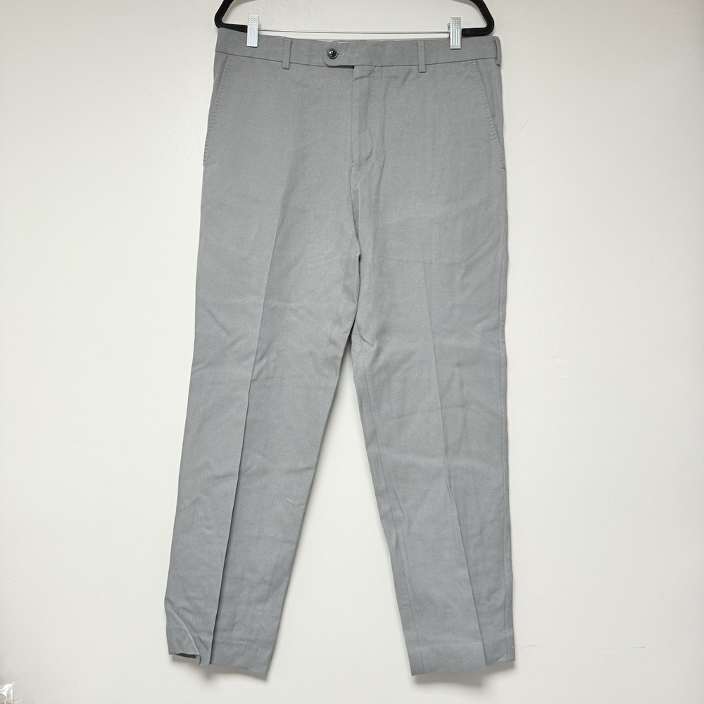 Peter Millar Crown Sport‎ Mens Flat Front Dress Pants Grey 35x32 Tailored Fit